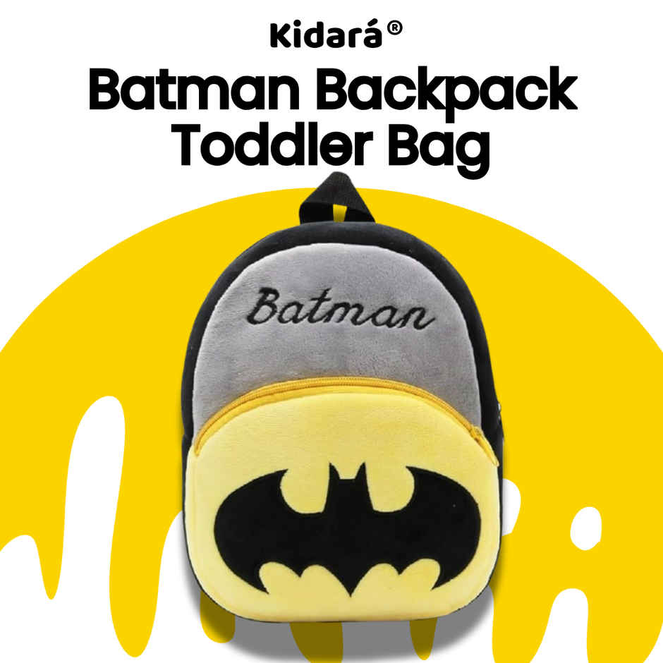 Kidara Batman Plush Backpack | Grey & Yellow