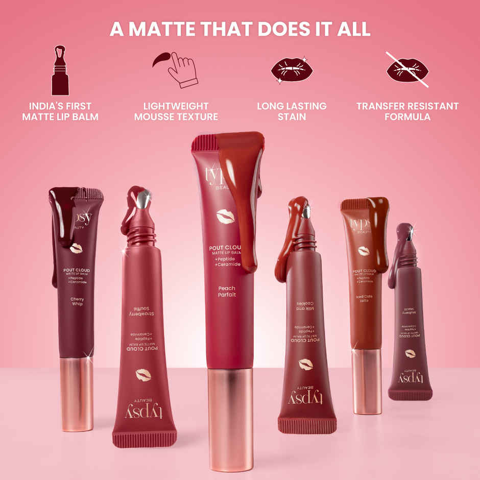 Typsy Beauty Pout Cloud Matte Lip Balm | Tinted Lip Balm | long-lasting stain I Milk and Cookies