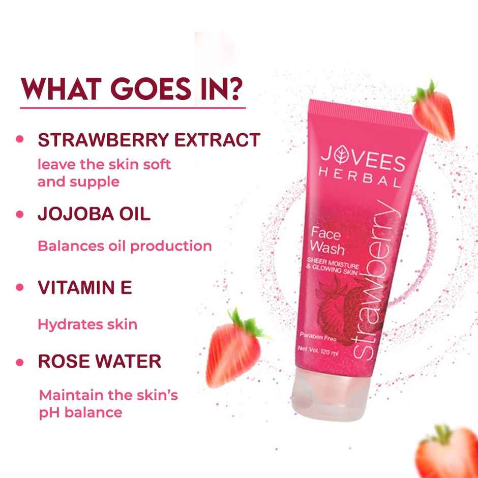 Jovees Herbal Strawberry Face Wash | Normal To Dry Skin | Hydrating