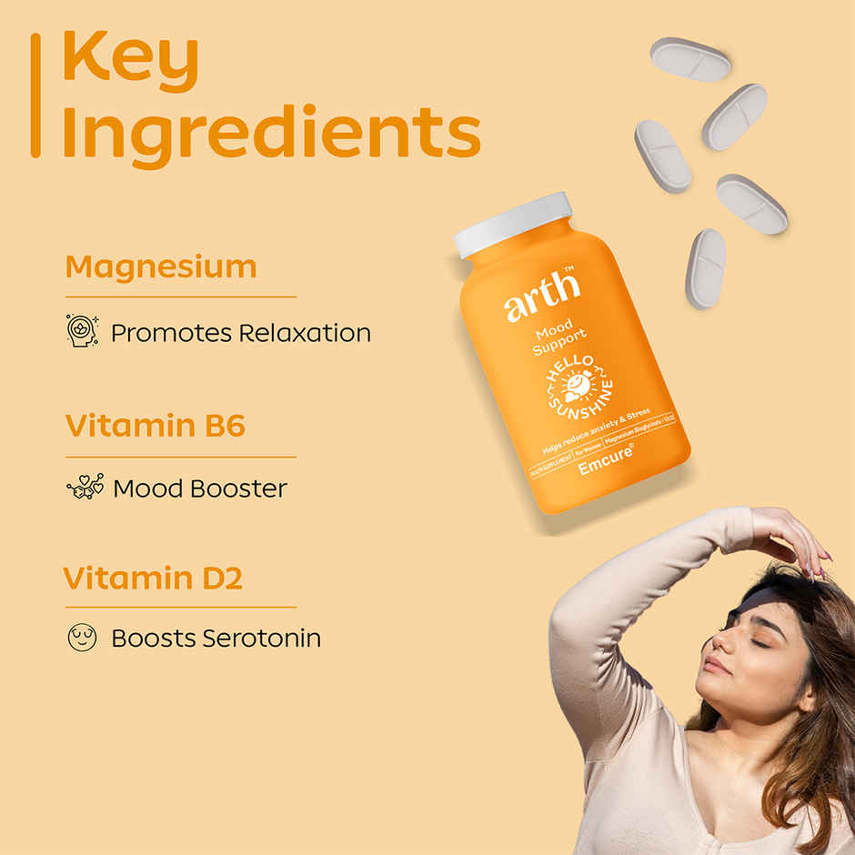 Arth By Emcure Magnesium Supplement | Magnesium Bisglycinate + Vit D2 | Stress & Mood Support