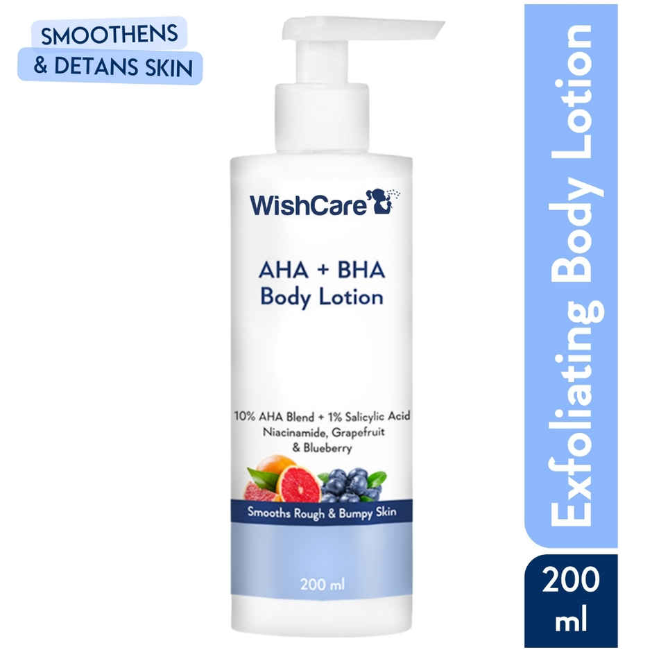 Wishcare 10% AHA + 1% BHA Body Lotion Smooths Rough & Bumpy Skin With Grapefruit & Blueberry