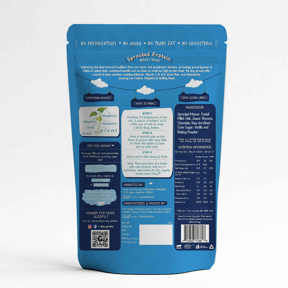 Gladful Choco Pancake Sprouted Millets and Masoor Mix