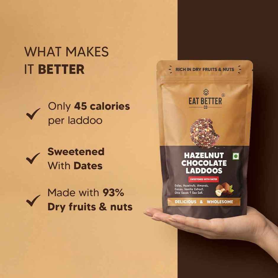 Eat Better Co Hazelnut & Chocolate Ladoos High Protein | Truly Natural