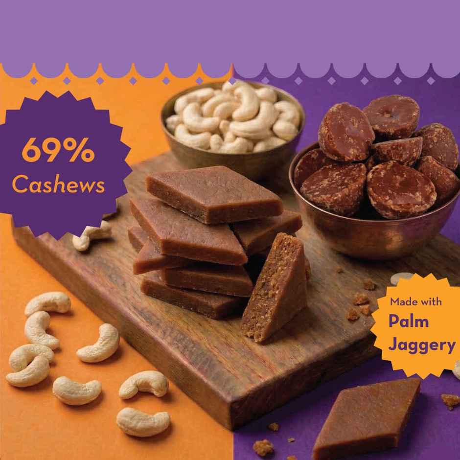 GO DESi Jaggery Kaju Katli | 69% Cashews | With Palm Jaggery