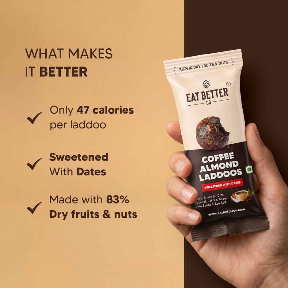 Eat Better Co Coffee & Almond Laddoos High Protein, Truly Natural