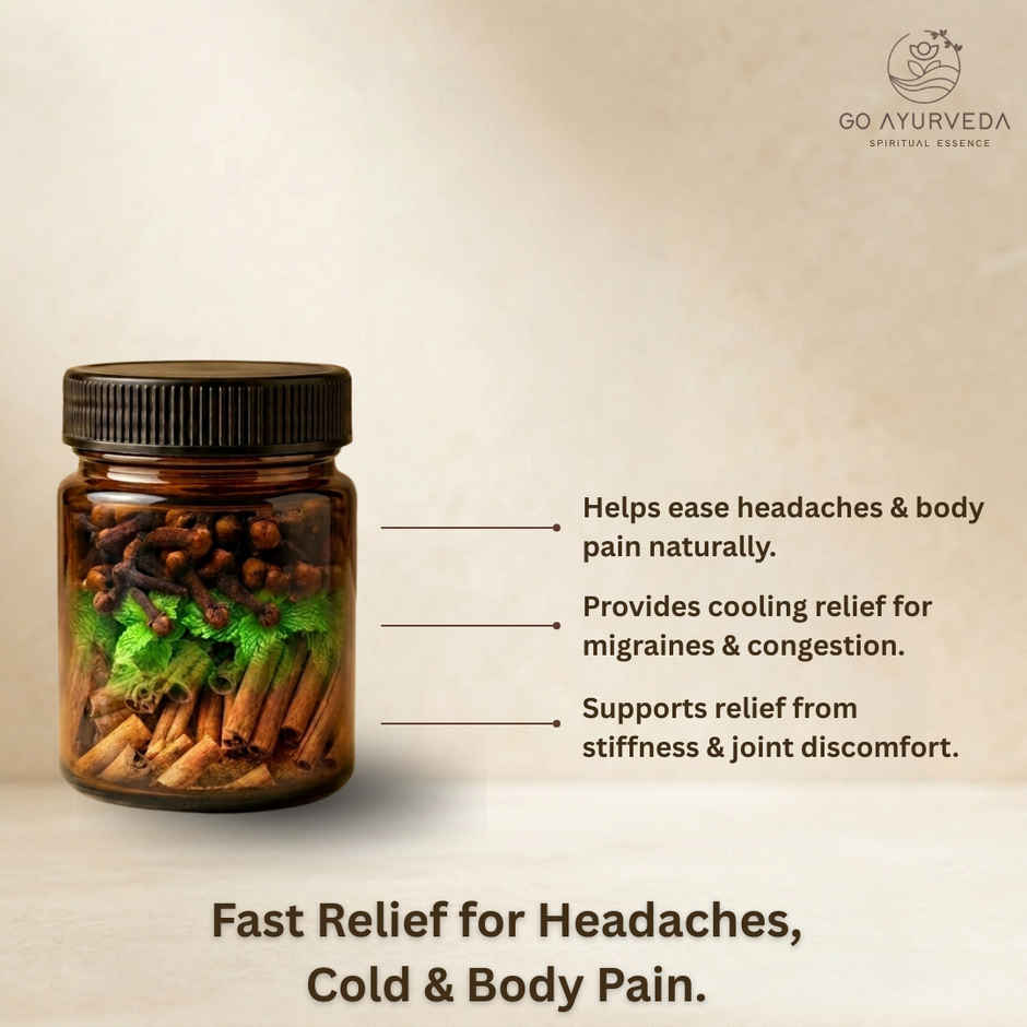 Go Ayurveda Dhanvantri Pain Balm For Headache, Joint, Muscle & Body Pain | With Clove & Cinnamon