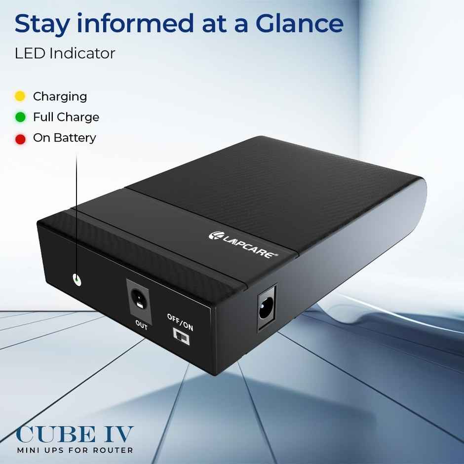Lapcare Cube Iv Mini Ups For Wifi Router | Up To 4 Hours Powerbackup | Battery 4000 mAh Router Ups