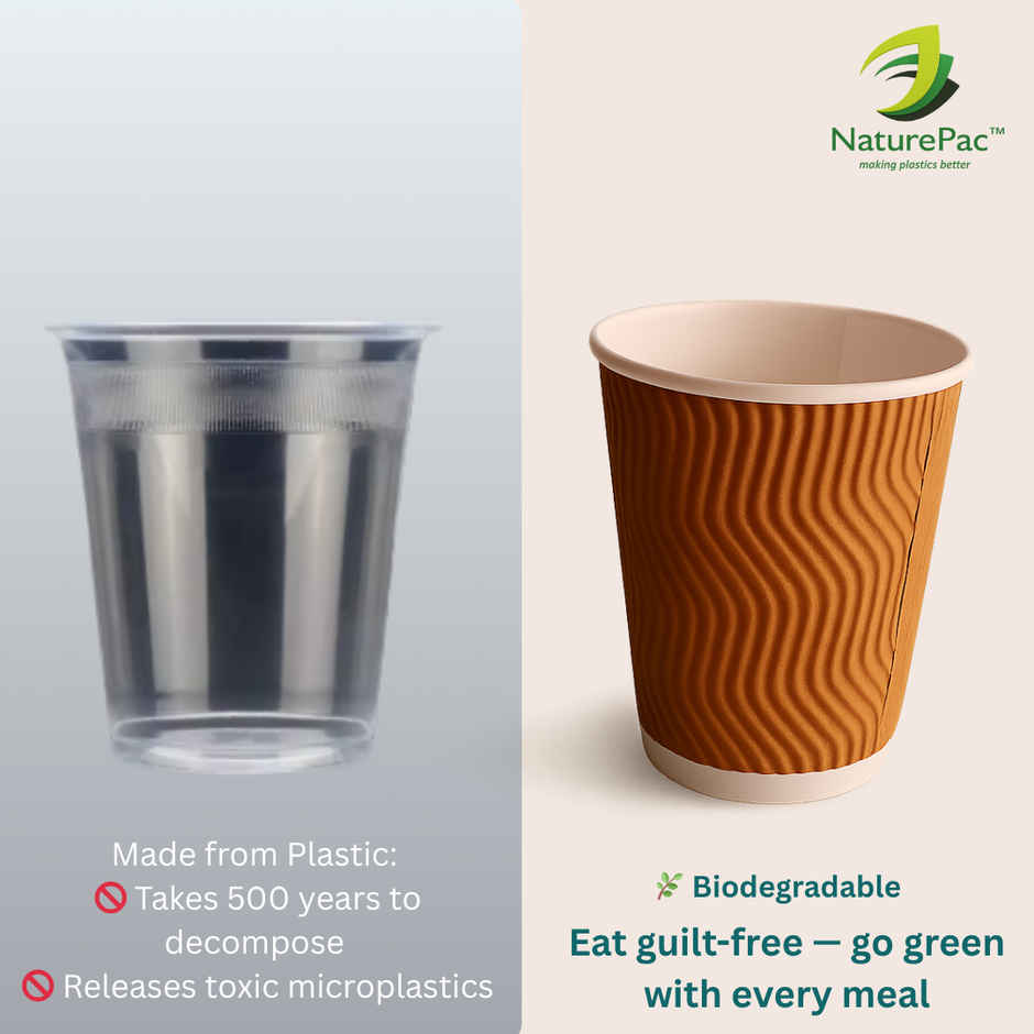 Ripple Paper Cups | Disposable Sturdy | 200 ml | 25 pcs | Naturepac
