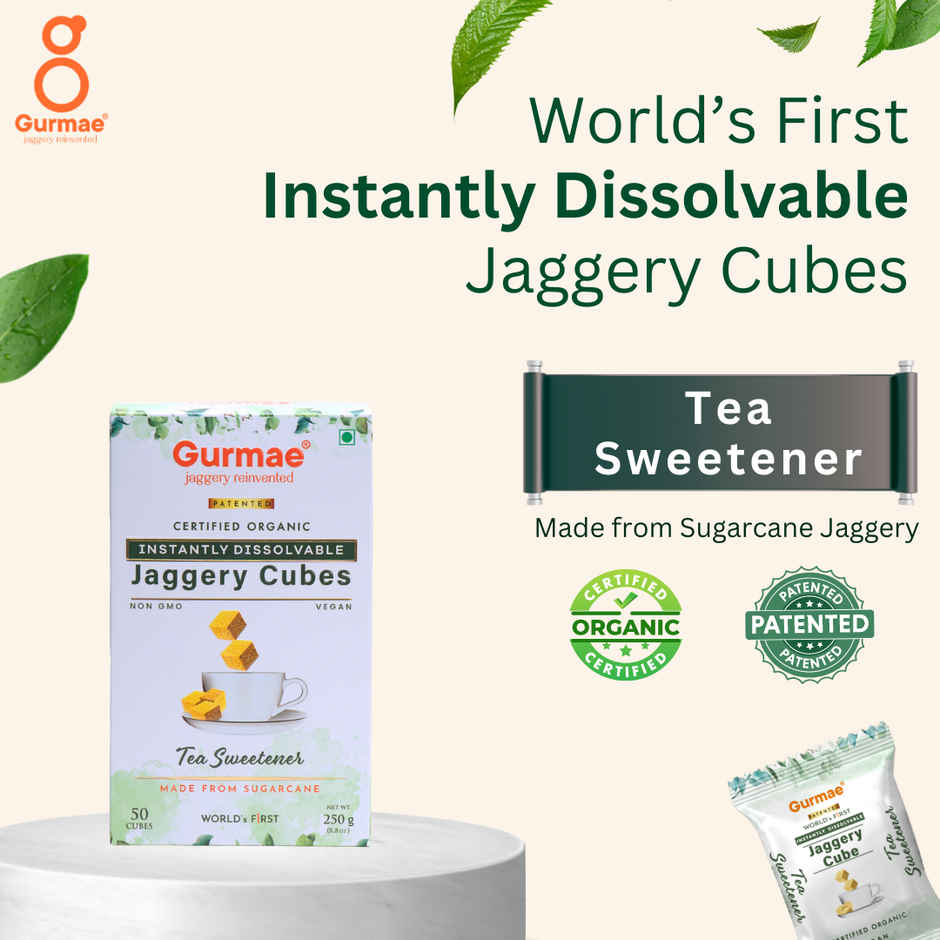 Gurmae Certified Organic Instantly Dissolvable Jaggery Cubes Tea Sweetener