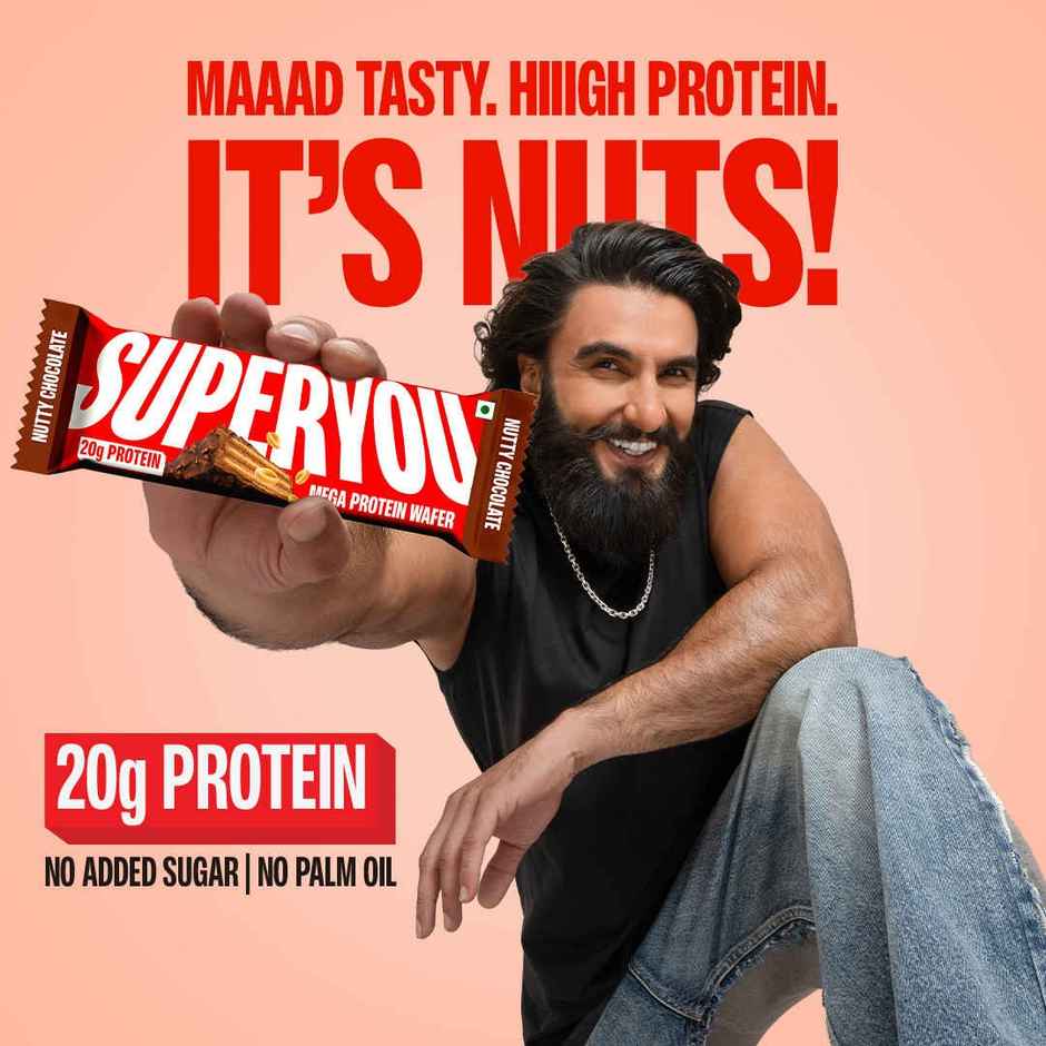 SuperYou 20g Protein Mega Wafer | Nutty Chocolate | Made With Atta & Jowar, No Added Sugar, No Palm Oil