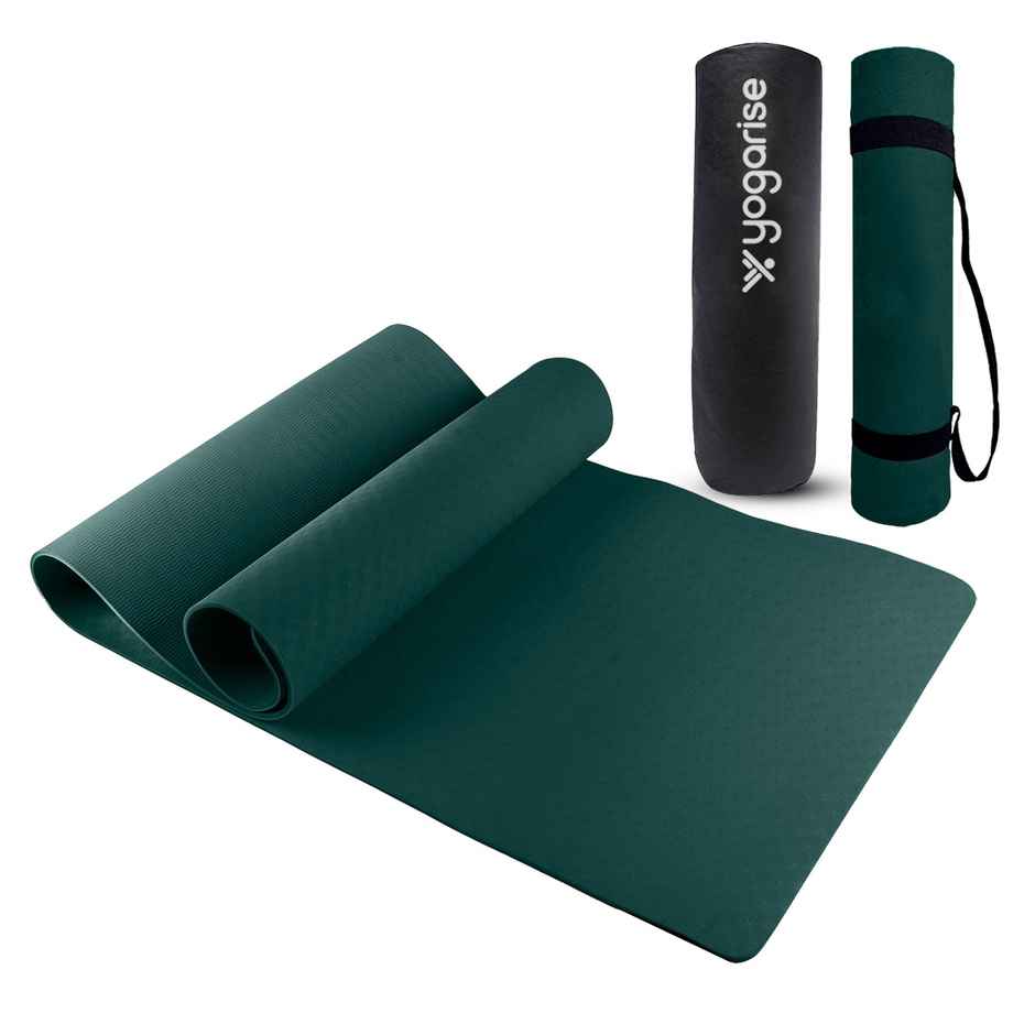 Yogarise 6mm Yoga Mat with Bag & Strap, Bottle Green