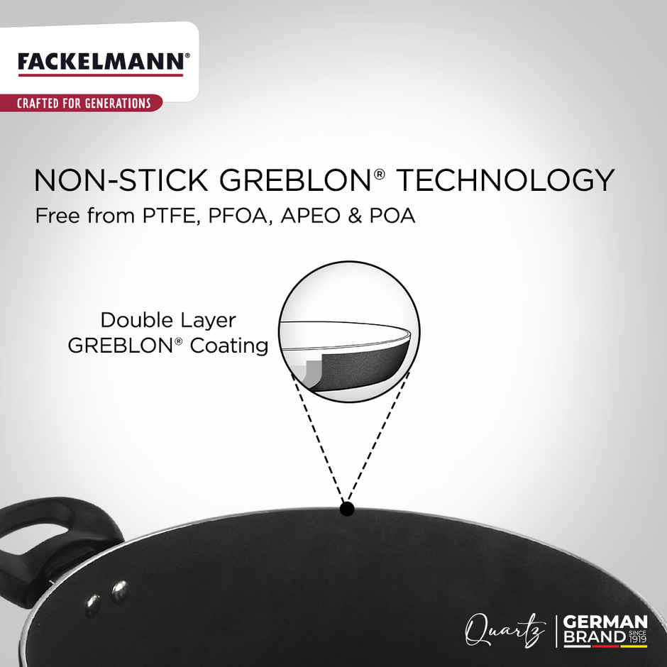 Fackelmann Quartz Nonstick Casserole w Glass Lid 28cm BPA-Free All Stoves Compatible Anti-scratch