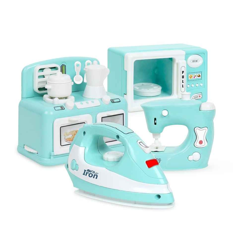 Anz Toy Green Microwave |Oven |Iron & Sewing Machine