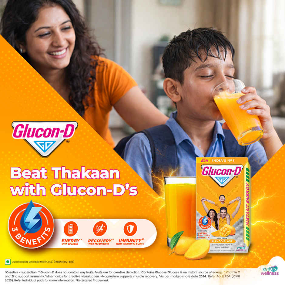 Glucon-D Mango Blast with 3 Benefits of Energy, Recovery, and Immunity