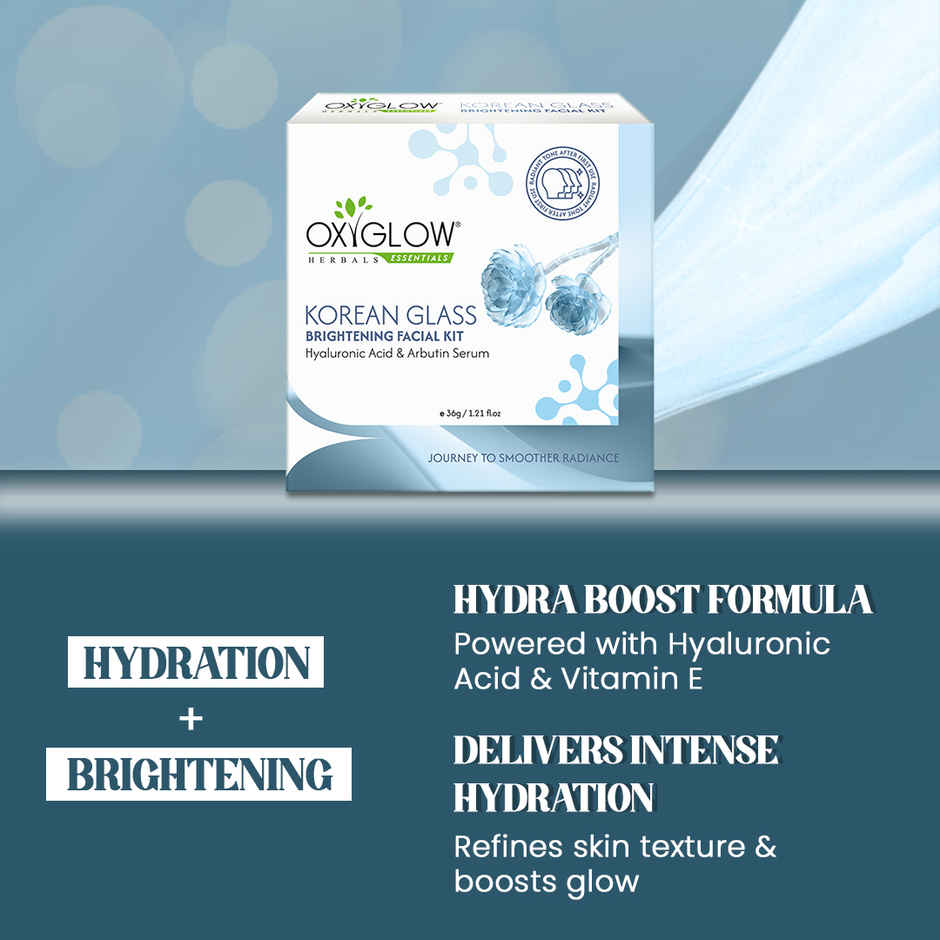 OxyGlow Herbals Korean Glass Brightening Facial Kit with Hyaluronic Acid & Arbutin Serum