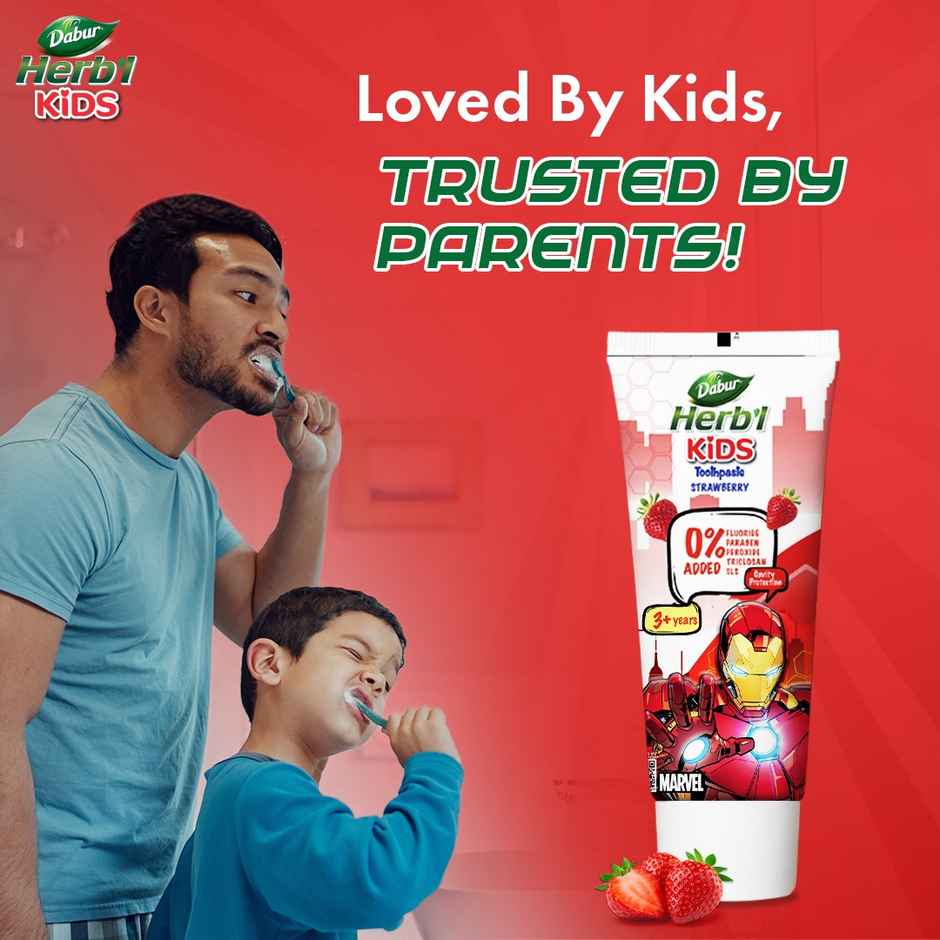 Dabur Herb'l Kids Toothpaste, Ironman (for 3+ years) (Strawberry flavour)