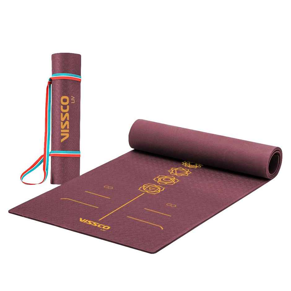 Vissco Seven Chakras Alignment Yoga Mat Wine 72" x 24" Thickness 6mm