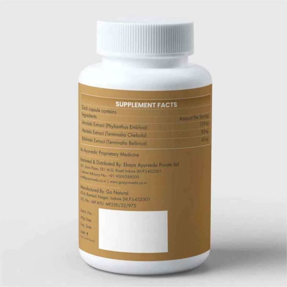 Go Ayurveda Dhanvantri Triphla Capsules For Digestive Health & Regular Bowel Movements