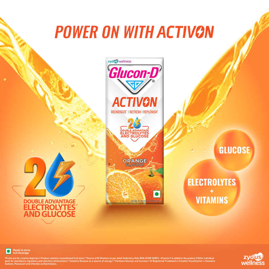 Glucon-D Activon Electrolyte Energy Drink | Orange Flavour