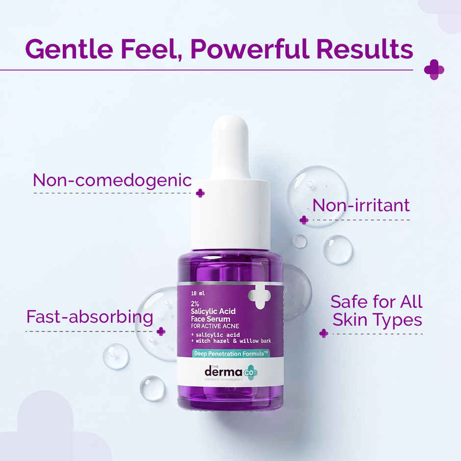 The Derma Co 2% Salicylic Acid Serum With Witch Hazel & Willow Bark For Active Acne Day+Night