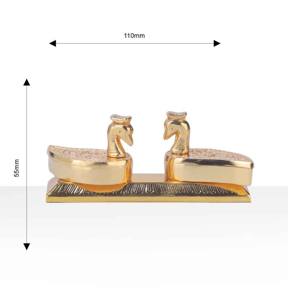 Devnidhii Kumkum/ Sindoor Box Double Duck Dibbi in Gold Polish