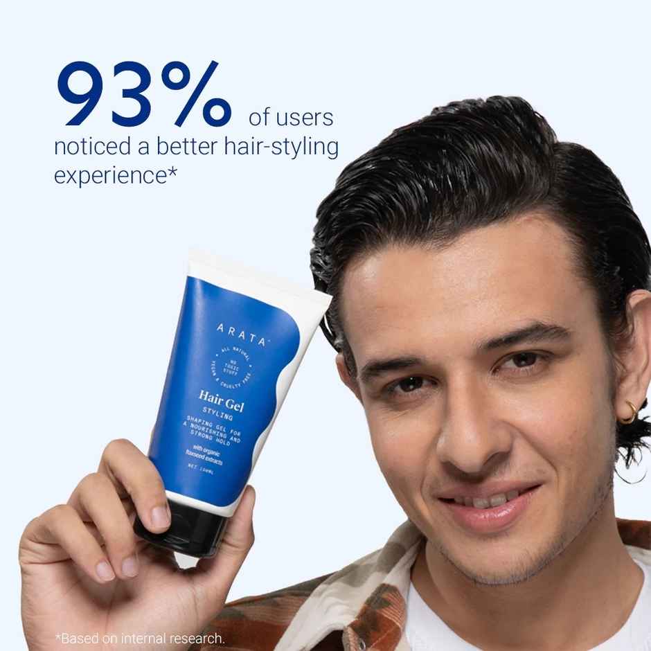 Arata Strong Hold Styling Gel with Flaxseed Extract & UV Filters for Glossy Look