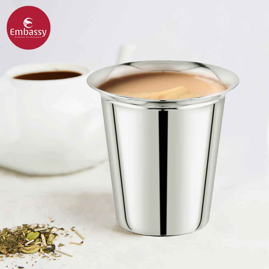 Embassy Premium Coffee Glasses / Tea Tumblers, 160 ml Each (Size 2), Pack Of 6, Stainless Steel