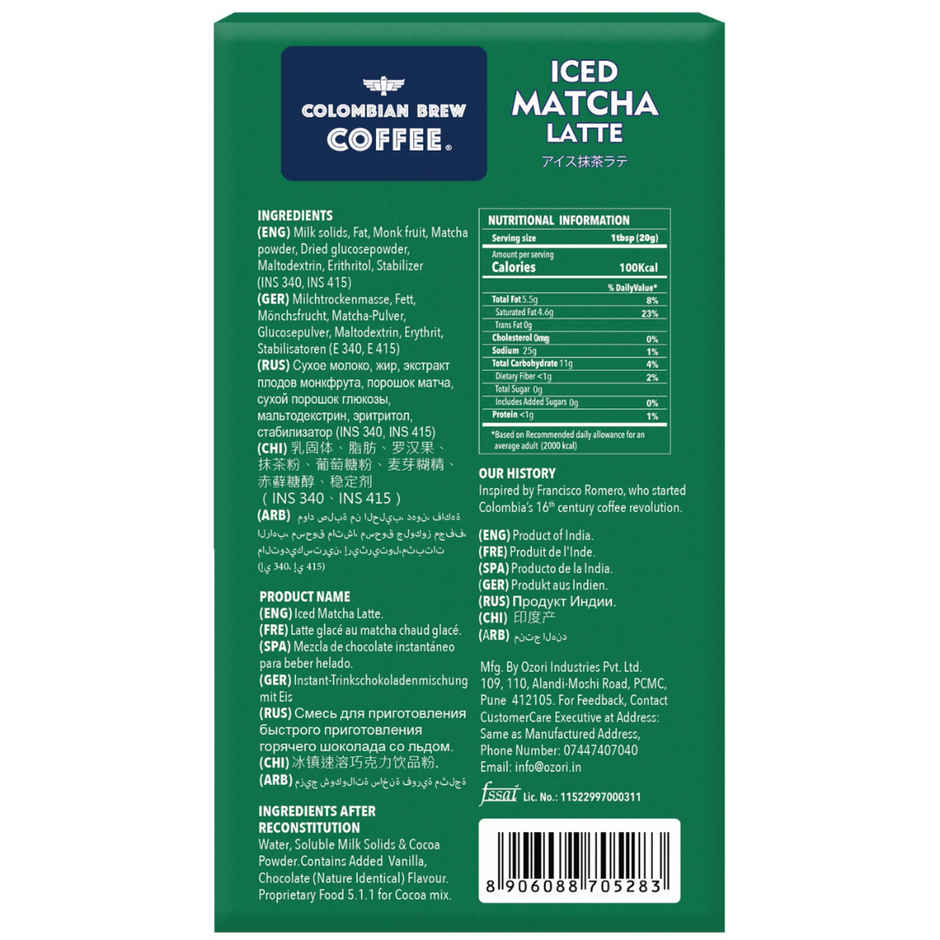 Colombian Brew Iced Matcha Latte Premix