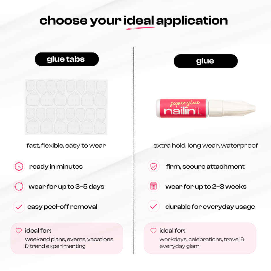 Nailinit Press On Nails Soft Affair | Reusable False Nail Extensions with Glue Tabs