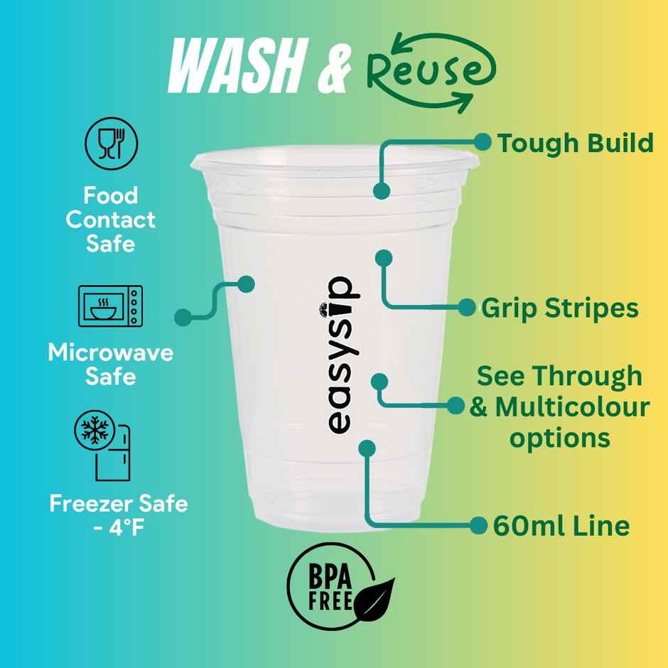 Easysip Transparent Premium Drinking Reusable Party Glasses