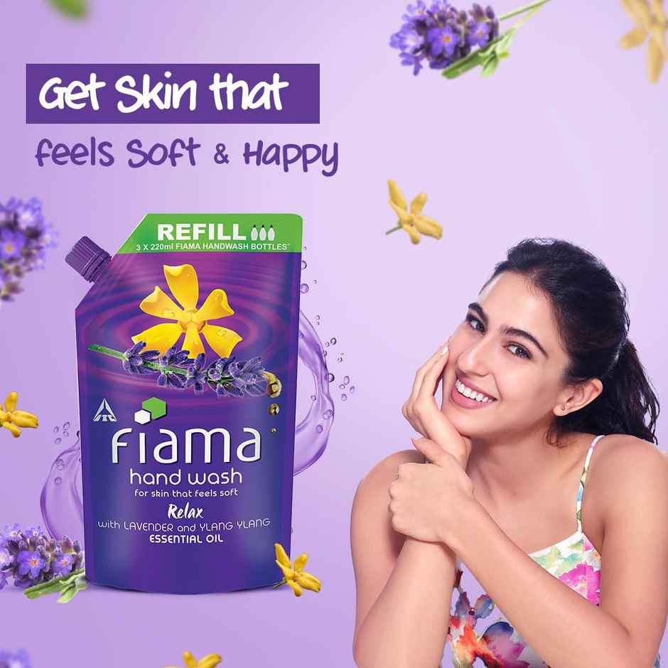 Fiama Relax Hand Wash Refill Pouch (Lavender & Ylang Ylang) (750ml) & Fiama Relax Hand Wash, 400 Ml Bottle, Lavender & Ylang Ylang (400ml) Combo