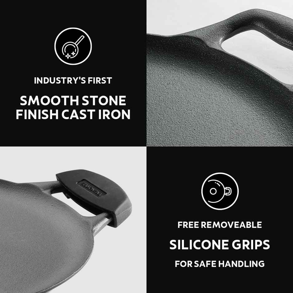 Tramontina Titanex Cast Iron Flat Tawa | 30 cm | Induction Compatible