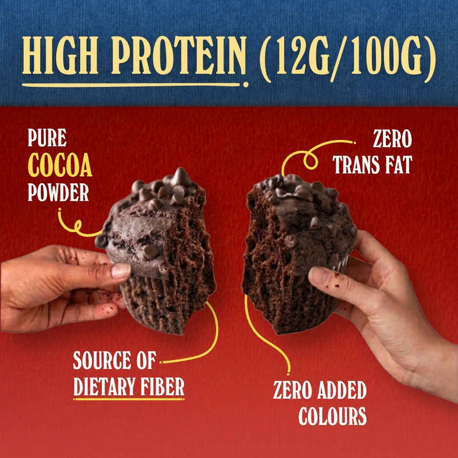 The Baker's Dozen 12g Protein Muffin | Eggless | Cupcake with chocolate | Made with Cocoa Powder