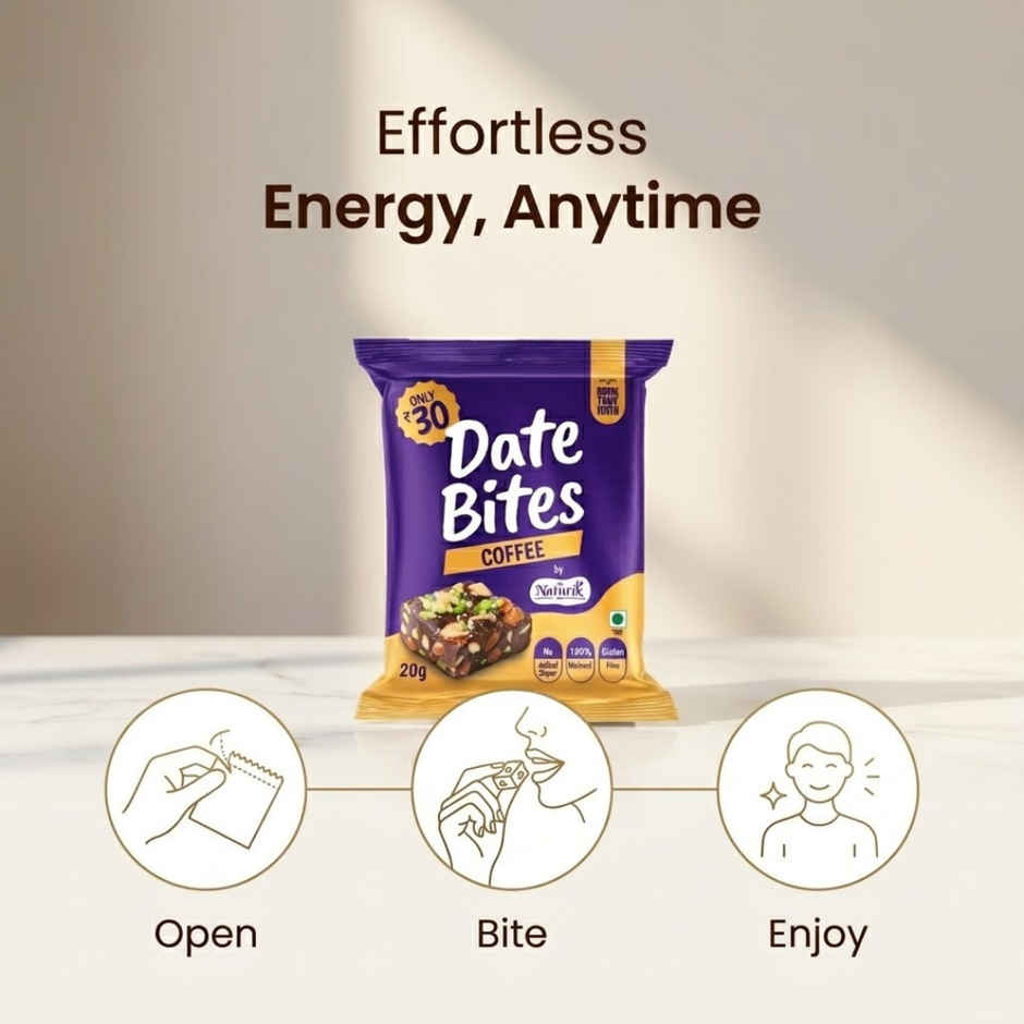 The Naturik Co Coffee Date Almond Bites | No Added Sugar | Healthy Snack for Energy