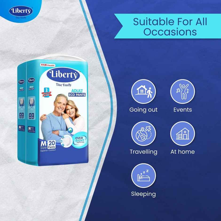 Liberty Eco Adult Diaper (Pants, M, 24-45 inches)