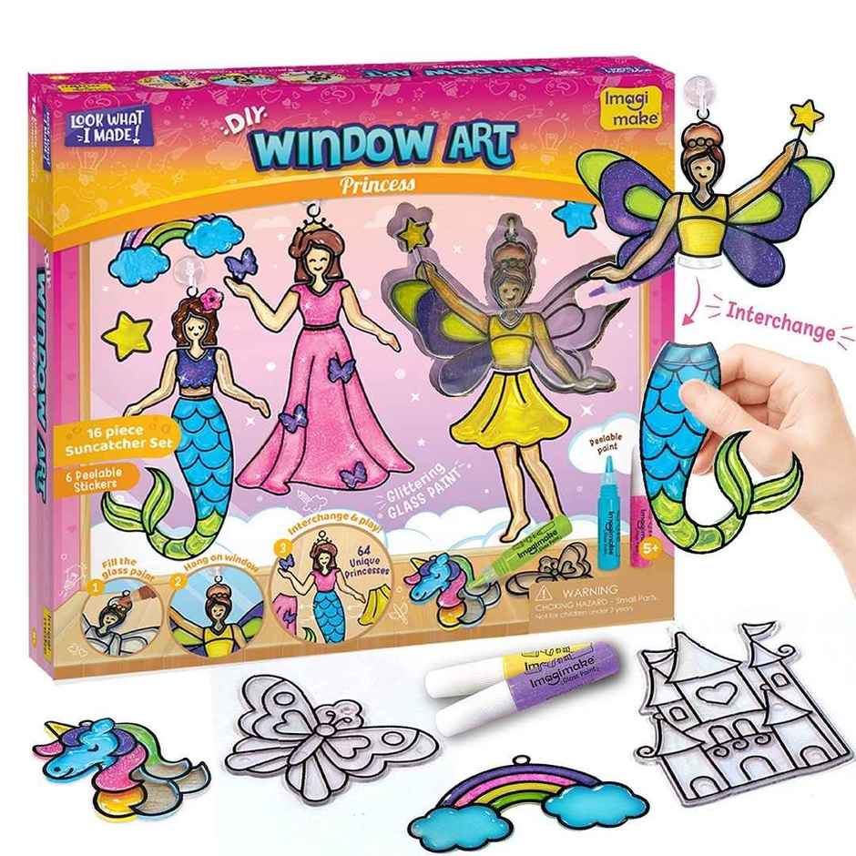 Imagimake Window Art Princess Glass Painting Craft Kit | Creative Educational Toy & Learning Aid