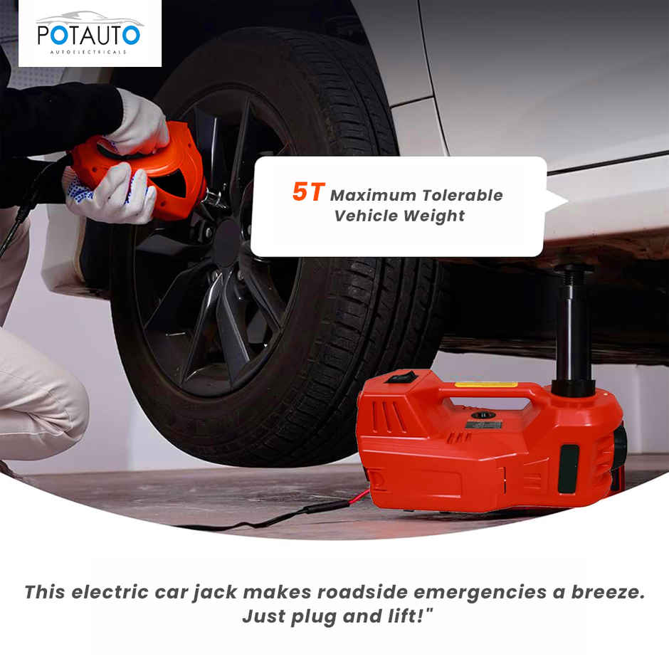 Potauto Electric Hydraulic Jack Lift & Wrench Kit For Changing Tyres | 5 In 1 Set For Car