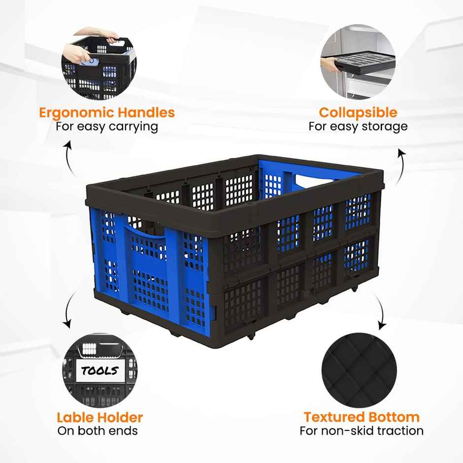 Cheston Collapsible Folding Basket with 25Kg Capacity | 56 x 41 x 27 cm