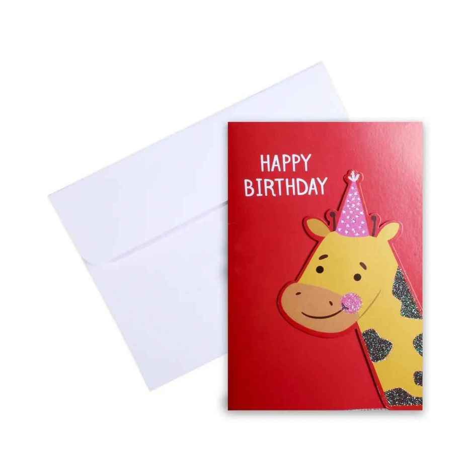 Itsy Bitsy Greeting Card & Envelope Birthday Giraffe 4 x 6 Inch 2 Pc Pb Lb