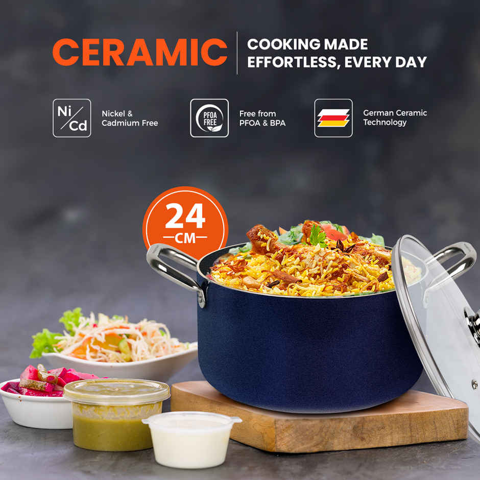 Habitat Ceramic Cookpot Wth Glass Lid Xtreme Coating 24 Cm