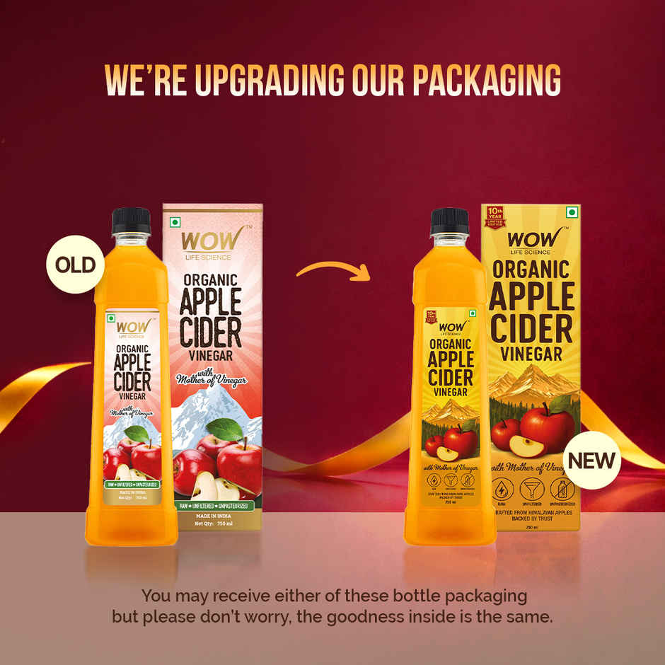 Wow Life Science Organic Apple Cider Vinegar with Mother Vinegar