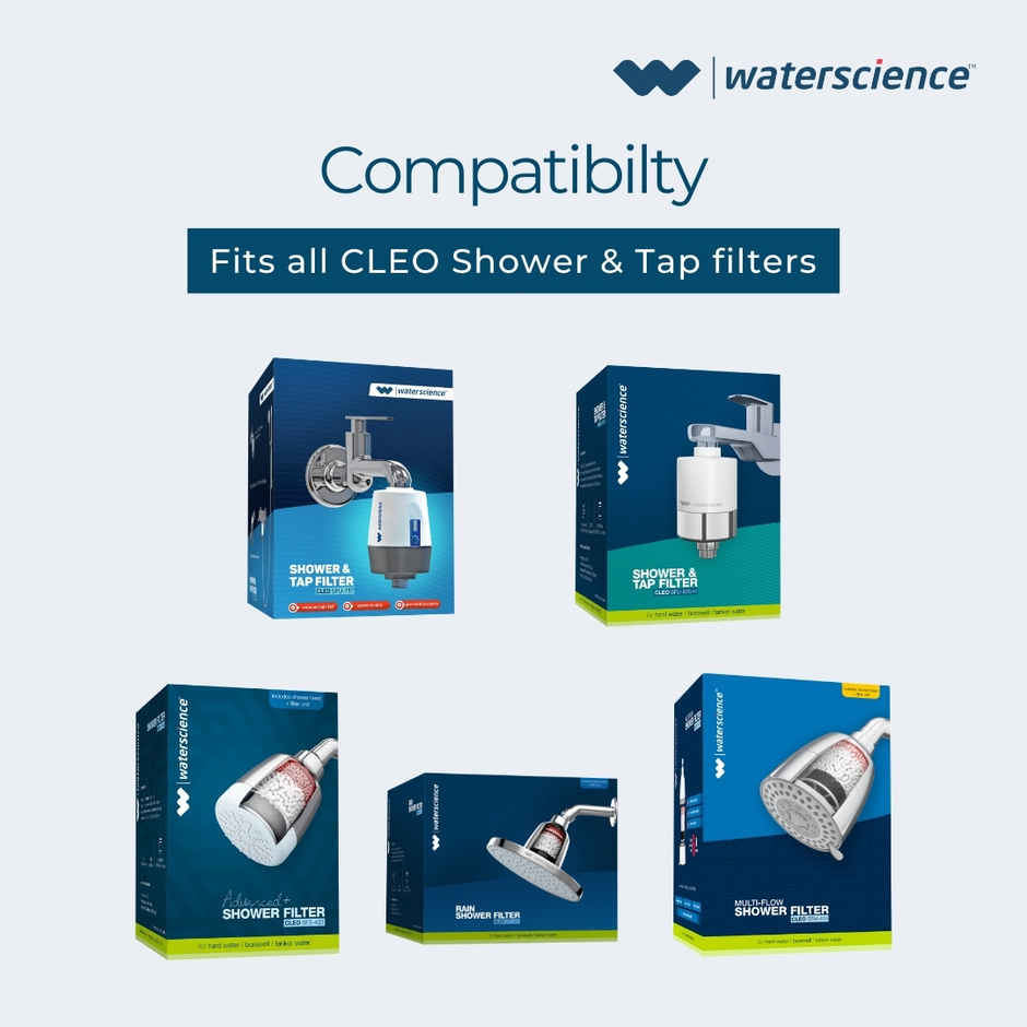 Waterscience Replacement Cartridge for Cleo Shower and Tap Filter - Hard Water (Borewell/Tanker)