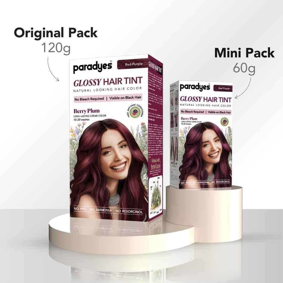 Paradyes Mini No Bleach Berry Plum Glossy Hair Tint, Ammonia|free Hair Color for Natural Black Hair