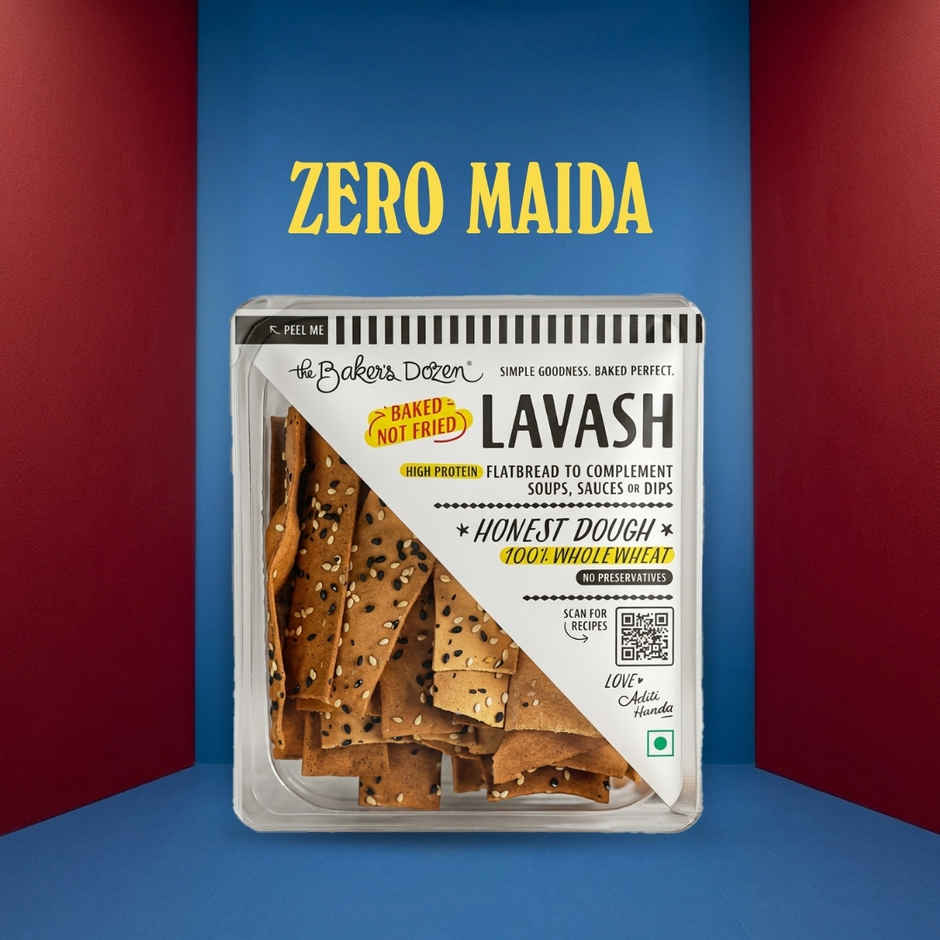 The Baker's Dozen Zero Maida Lavash Baked Snack No Palm Oil No preservatives Whole Wheat