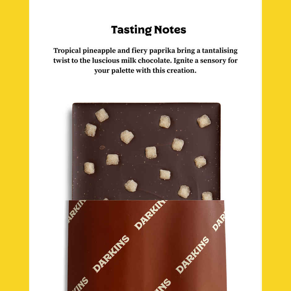 Darkins Indian Artisanal Pineapple Paprika Chocolate | Vegan Mylk