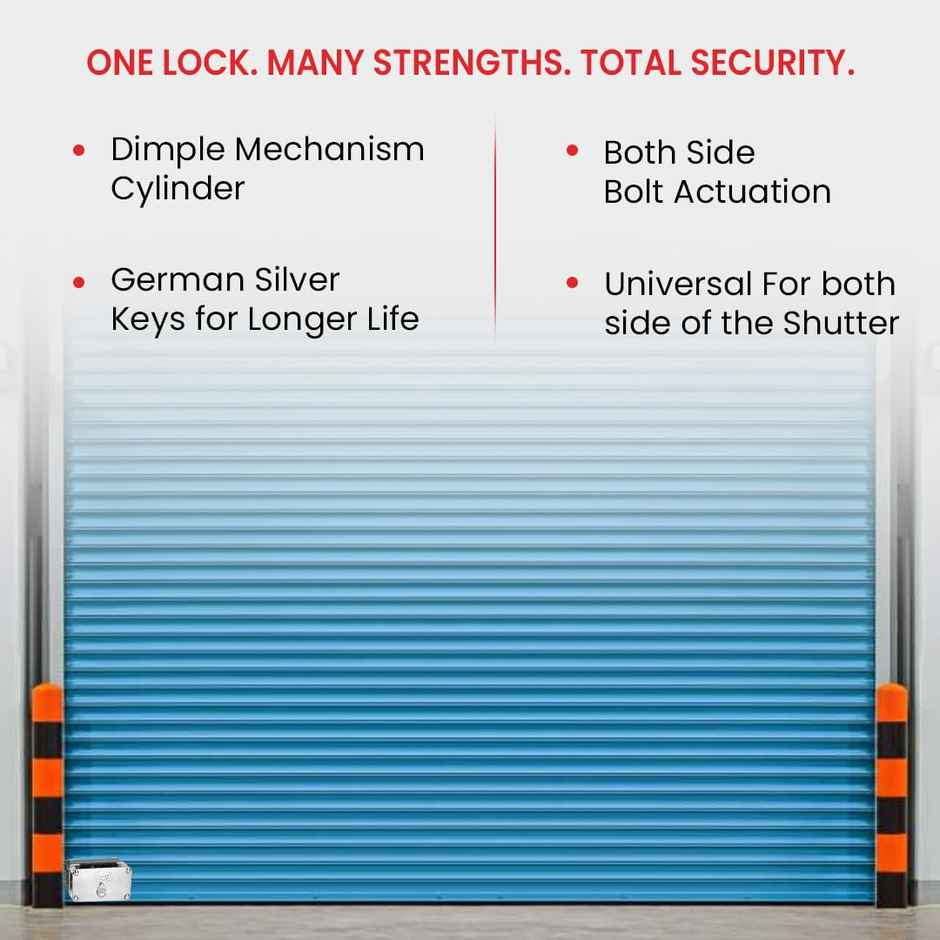 Link Universal Shutter Lock NXT Shutter/Main Door Heavy Lock with 3 Key | 75x155mm Lock
