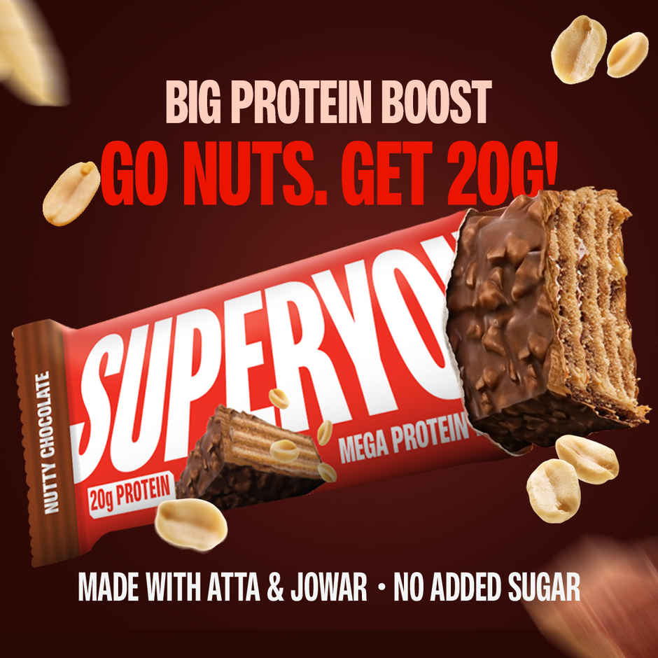 SuperYou 20g Protein Mega Wafer | Nutty Chocolate | Made With Atta & Jowar, No Added Sugar, No Palm Oil