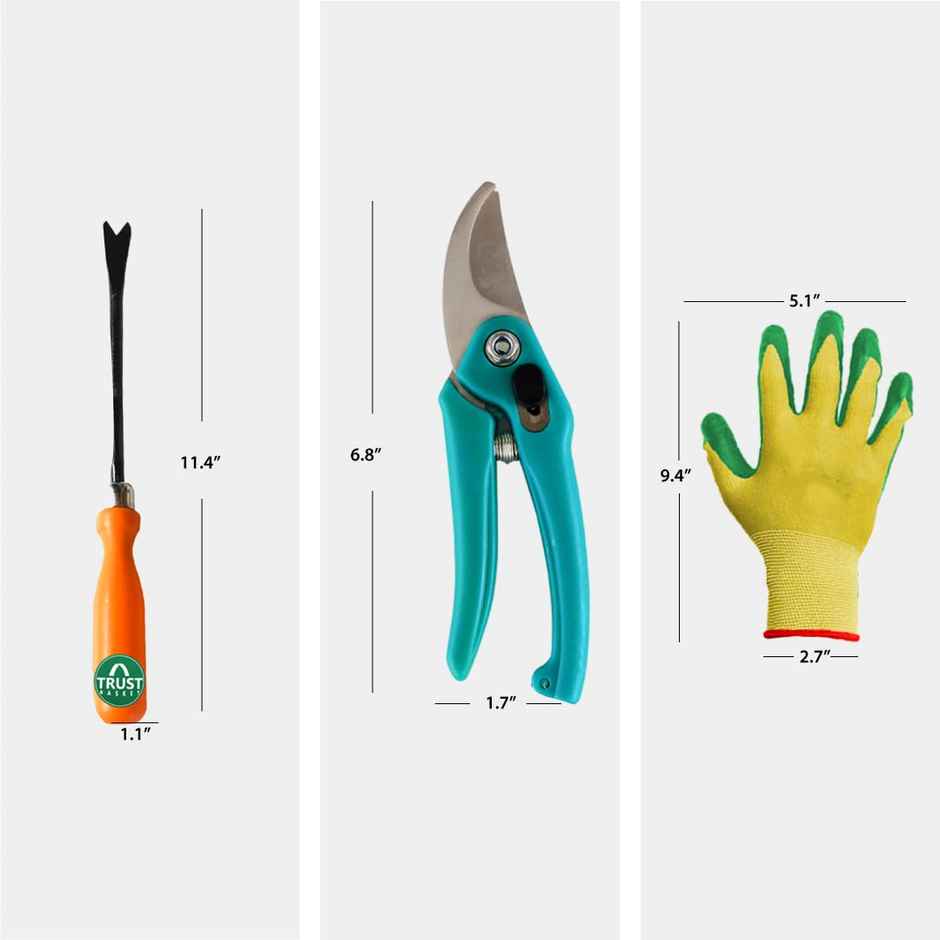 TrustBasket 7 Pcs Gardening Tool Kit | Multi-Purpose Home Garden Tools Set - Multicolor