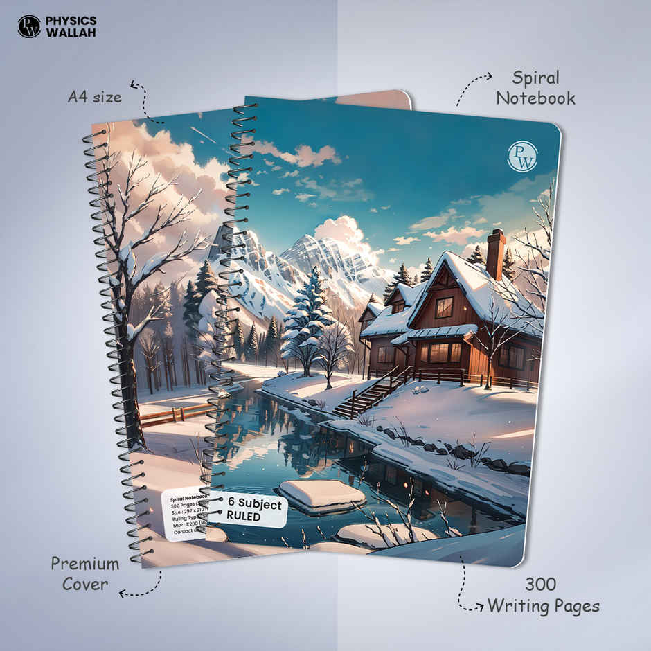 Physics Wallah 6 Subject Spiral Ruled Notebook | 300 Pages | 30 x 21 cm | Pw Seasons