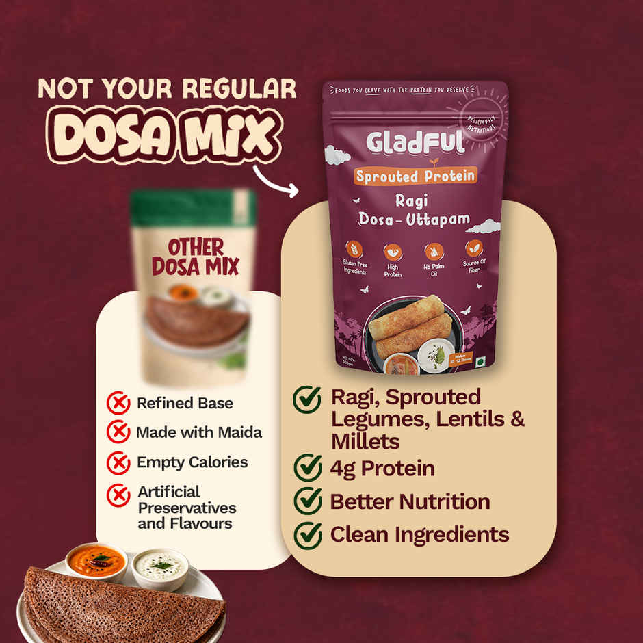 Gladful Sprouted Ragi Dosa